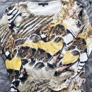 Animal printed nice sweater,  size S, long sleeves,  multi color.